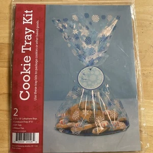Biscottiera Kit 2 Inverno Fiocco di Neve Natale Cellophane Trattamento Sacchetto 13”x 19” Festa - Foto 1 di 2