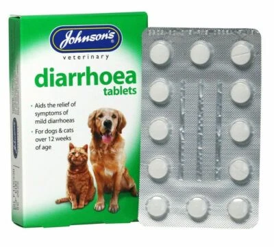 Johnsons Diarrhoea Tablets Dogs & Cats Aids relief of symptoms of mild diarrhoea