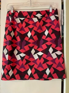 ANN TAYLOR LOFT DAMEN ROCK ROT SCHWARZ WEISS GEOMETRISCH BLEISTIFT GEFÜTTERT GRÖSSE 4P - Bild 1 von 9