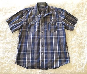 7 Diamonds Men's 2XL Short Sleeve Button-Down Multicolor Plaid Check Shirt - Picture 1 of 5