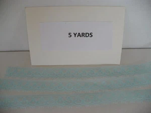 5 YARDS VINTAGE AQUA 1/2 INCH SCALLOPED LACE  - Picture 1 of 1