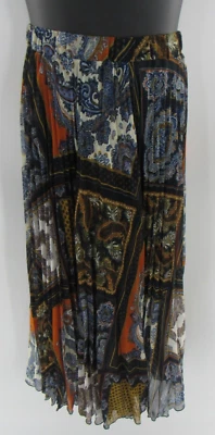 Maxi falda plisada de chifón naranja quemado y azul marino talla: mediana nueva de H&M para mujer Foto 1 de 4