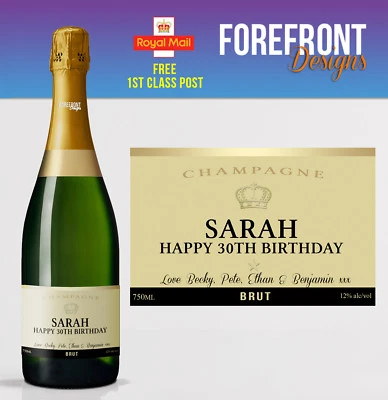 FOREFRONTDESIGNS Etichetta Bottiglia Champagne Personalizzata, Regalo Compleanno/Matrimonio/Laurea Perfetto