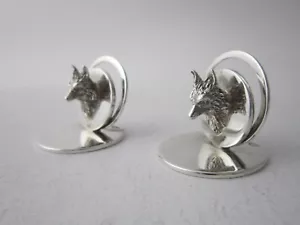 Antike gegossene Sterling Silber Fuchs Menü/Tischkarten Halter - 1936 von Adie Brothers - Bild 1 von 8