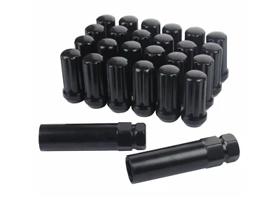 24x PCs Spline Lug Nuts + 2 Keys M12x1.5 Black 2" Tall fits Tacoma Tundra Canyon - Image 1 of 3