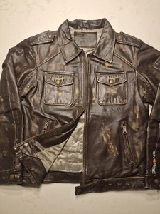 Mens Energie Disstreset Leather Jacket - Picture 1 of 24