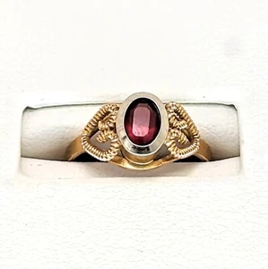 18K Gold Ring with Glass Ruby Stone-Size 3 - Picture 1 of 6
