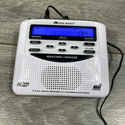 Midland NOAA Weather Alert Radio w/Clock & Battery Backup Tornado Storm Warning - Image 1 of 4