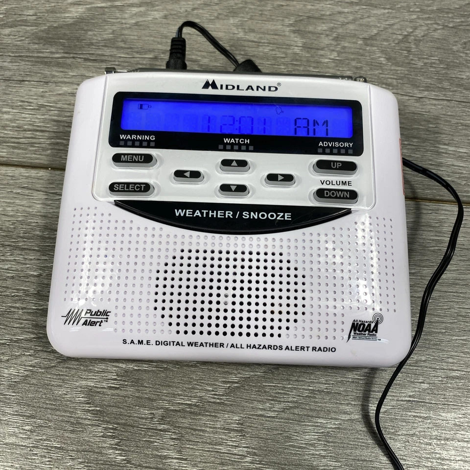 Midland NOAA Weather Alert Radio w/Clock & Battery Backup Tornado Storm Warning - Image 1 of 4