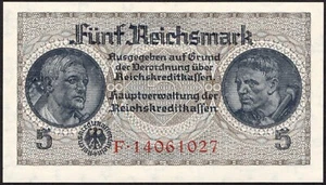 5 Reichsmark 1940-1945, Pick: R138b, Series: F 14061016 - UNC - "C37" - Picture 1 of 4