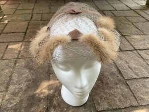 Vintage Mink Netting Grograin Ribbon Unbranded Crown Cap Hat - Picture 1 of 4