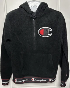 Champion Big Logo 1/2 Zip Sports Sherpa Hoodie Sweatshirt- Men's Medium - Picture 1 of 4