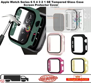 For Apple Watch Series 6 5 4 3 2 1 SE Tempered Glass Case Screen Protector Cover - Picture 1 of 7