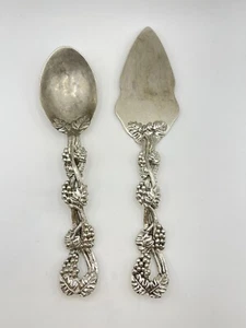 Godinger Silver toned Grapevine Cake Pie Dessert Server & Spoon Set - Picture 1 of 9