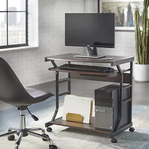 Mobile Computer Desk Rolling Table Laptop Stand w/ Wheels Sliding Keyboard Shelf - Picture 1 of 3