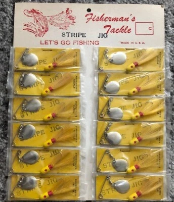 Fishing Lure Display Store Fisherman's Tackle Stripe Jig Sport Fish Full Vintage — 第 1/4 张图片