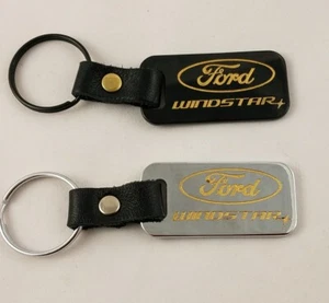 Lote de 2 Llaveros Ford Windstar Latón y Cuero Con Estrella Hechos en EE. UU. - Imagen 1 de 5