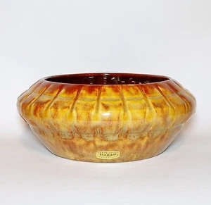 Consola jardinera MCM Haeger EE. UU. 794 marcada vintage esmalte dorado marrón arte cerámica - Imagen 1 de 16
