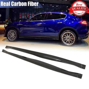For Maserati Levante 2017-21 Real Carbon Fiber Side Skirt Extension Lip Spoiler - Picture 1 of 12