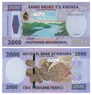 Rwanda 2000 Francs (28.06.2024) - Lake Kivu/Coffee Beans, p-44a, B143a UNC - Image 1 of 3