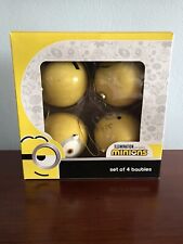 Minions Christmas Baubles Set of 4 Ornament Decoration Despicable Me Gru Yellow