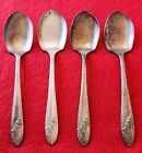 4 Oneida Community Tudor Jelly Spoons  Silverplate Queen Bess Ii 1946 Floral Vtg