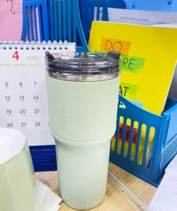 Double Wall Stainless Steel Insulated Tumbler with Straw Mint Water Bottle - Picture 1 of 2