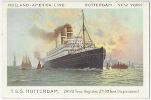 Publicidad Holland America Steamship Line - Estilo póster, Rotterdam a Nueva York - Imagen 1 de 2