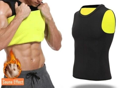 Men's Thermo Body Shaper Neoprene Slimming Vest Fat Burner Tank Top - SMALL - Image 1 of 4
