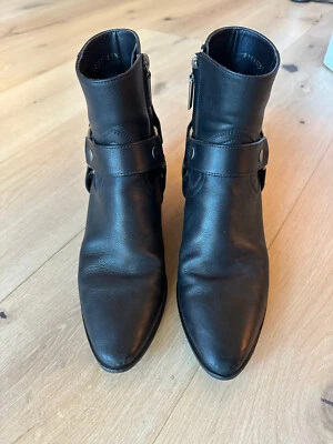 Yves Saint Laurent Arnés Cuero Negro Bota "Oeste" Mujer 37.5 Usado Foto 1 de 4