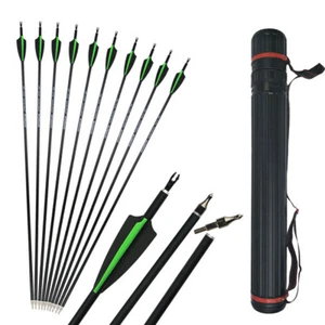 30" Carbon Arrows Spine 500 Archery Target Practice Recurve Bow Hunting Shooting - Picture 1 of 16