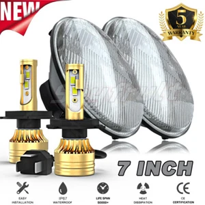 7'' Round Black DOT LED Headlights Halo Hi/Lo Beam for Classic Mini Austin Rover - Picture 1 of 20