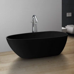 Freistehende Wanne 171x85 cm Mineralguss schwarz matt  - Bild 1 von 7