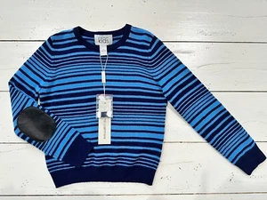 Boys 6 Autumn Cashmere Kids Merino Wool Cashmere Blend Blue Stripe Light Sweater - Picture 1 of 8