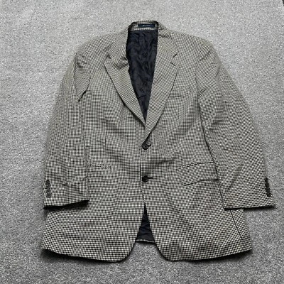 VINTAGE Chaps Ralph Lauren Blazer Jacket 44 T Houndstooth Classic Pure Wool 90s - Image 1 of 4
