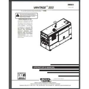 Lincoln Vantage 300 Welder Owner Operator Maintenance Manual 52 PAGES 2008 BOUND - Picture 1 of 1