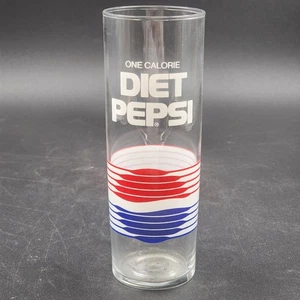 Clear Diet Pepsi One Calorie Clear Glass w Classic Logo Design 10oz Vintage 80's - Picture 1 of 10