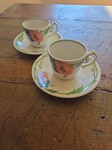 2 Vintage Villeroy & Boch Discontinued Amapola Tea/coffee cup And Saucer Sets - Picture 1 of 9