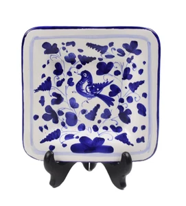 Vintage Sambuco Deruta Trinket Dish Blue & White Bird Hand-Painted Italy 6.25" - Picture 1 of 8