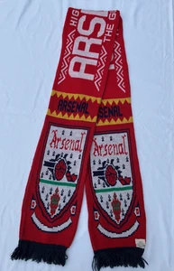 Vintage Arsenal Football Scarf Highbury 90s Old Crest 1990s Red White - Picture 1 of 7