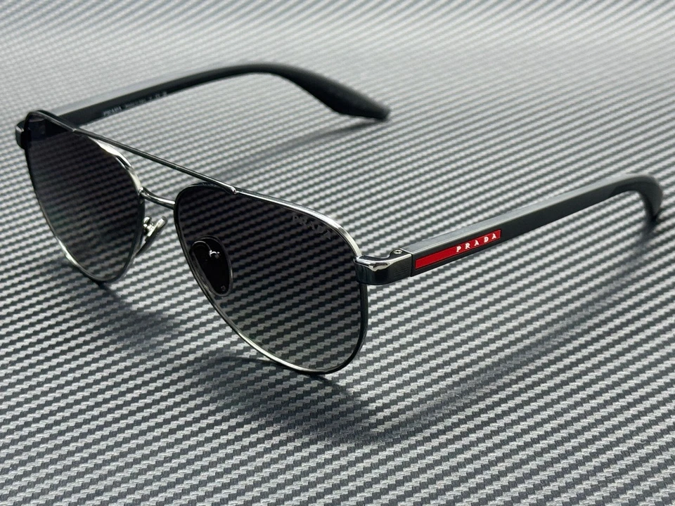 Prada Linea Rossa Mens Double Bridge Gradient Aviator Sunglasses SPSA52 Gunmetal