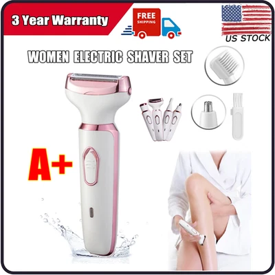 Wet & Dry Painless Rechargeable Lady Shaver Electric Razor for Women 4 in 1 Pink - Image 1 of 4