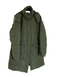 Cappotto imbottito nuovo con etichette LIV Outdoor XL isolante piumino sintetico pesante caldo oliva cappuccio 36" - Foto 1 di 9