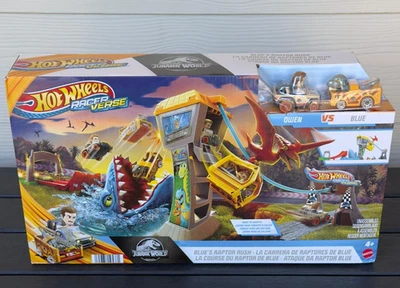 "Mattel Hot Wheels "Jurassic World Racer Verse Blue's Raptor Rush Owen Track Set - Image 1 of 4