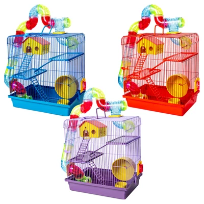 JEL PLAST Hamster Cage with Tubes & Accessories - Multi Level Hamster Cage with Wheel