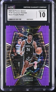 Cameron Thomas RC Brooklyn Nets NBA 2021 Panini Select Neon Purple Pulsar /5 CGC - Picture 1 of 2