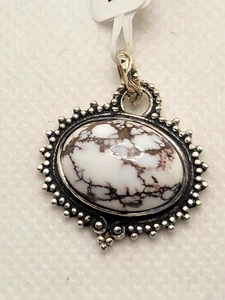 Natürliches Wildpferd Anhänger 925 Sterlingsilber Perlen Design 1,2"x 1" - Bild 1 von 7