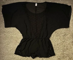 Pagliaccetto Lingerie Bongo Donna M Nero Largo Manica Corta Trasparente Uncinetto Pezzo Unico - Foto 1 di 11