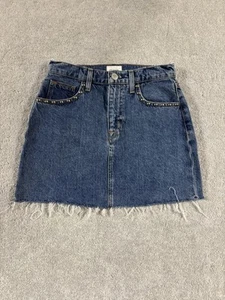 Minifalda de mezclilla Hudson Jeans The Viper para mujer talla 25 dobladillo deshilachado azul rellena - Imagen 1 de 9