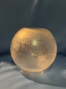 Lamp Shade/Globe, Antique Acid Etched. Victorian lace design. - Picture 1 of 4